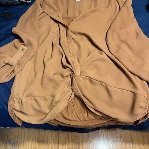 Brown Button-Up Blouse